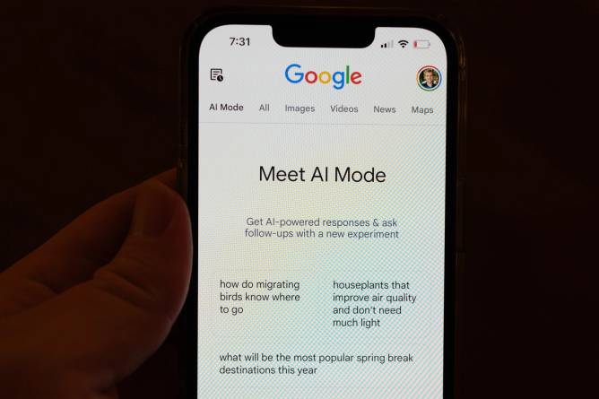 An image of Google's AI mode on a phone screen