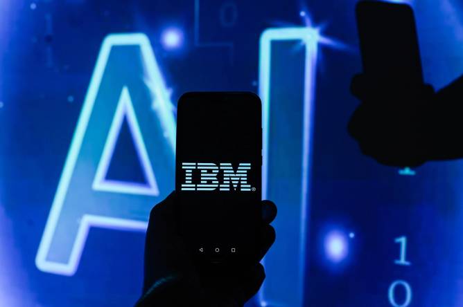 Small IBM logo with AI behind it