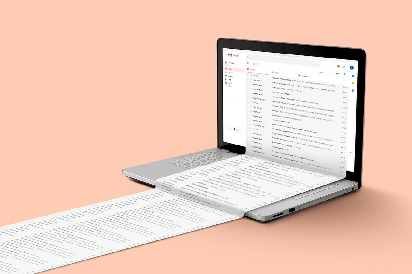 Customer emails on a laptop