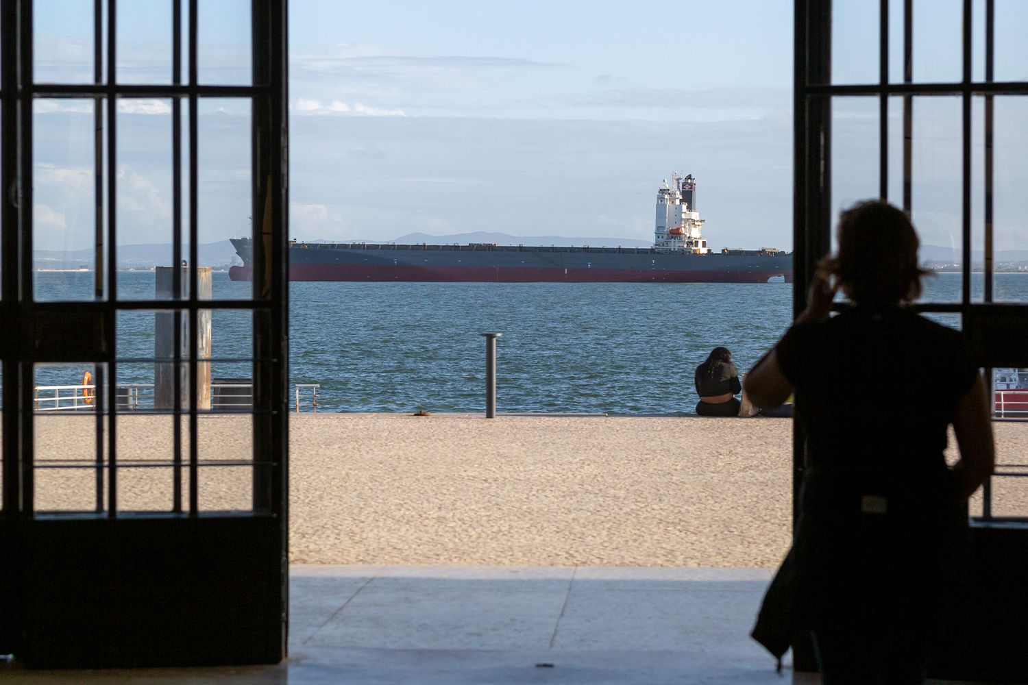 A cargo ship is seen on the water