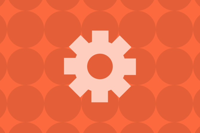 Gear on an orange background