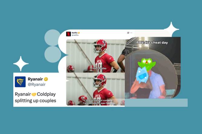 Screenshots via @Duolingo/Instagram, @Netflix/X, and @Ryanair/X