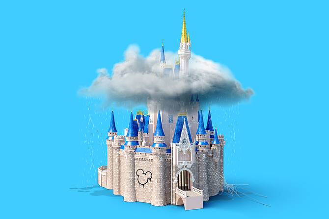 Disney castle with clouds