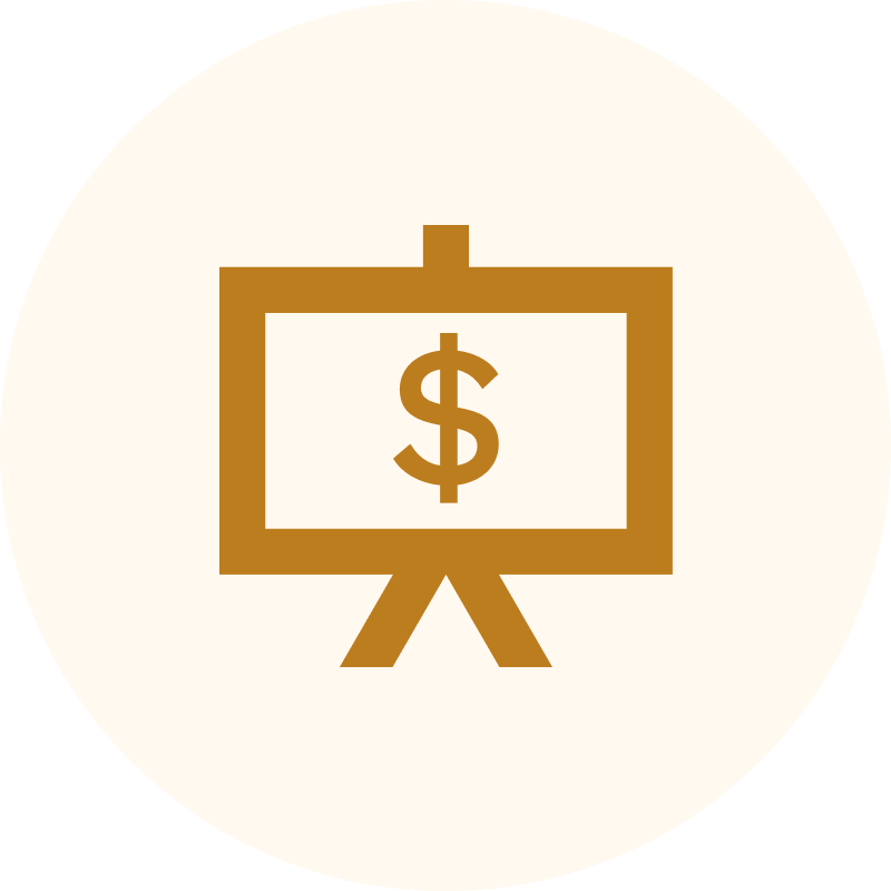 Stylized image of a screen showing a money sign.