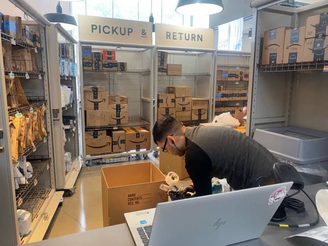 An Amazon returns desk at Whole Foods