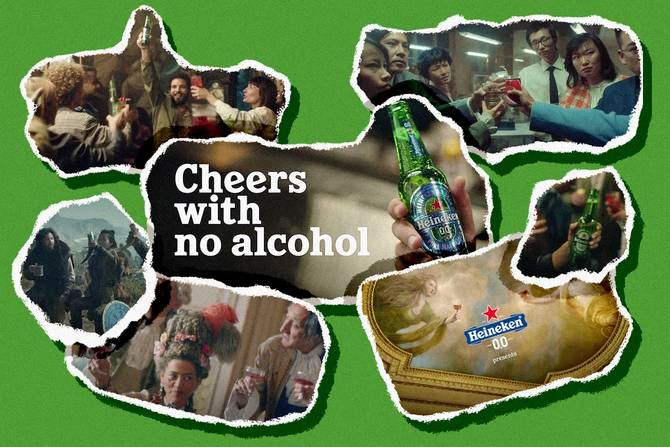 a collage of images from Heineken's global Dry January campaign