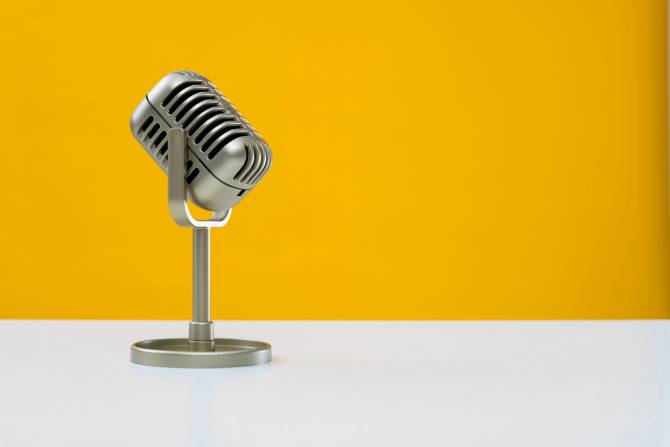 microphone on yellow background