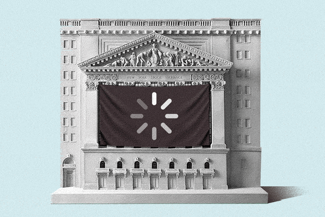 The NYSE with a loading image