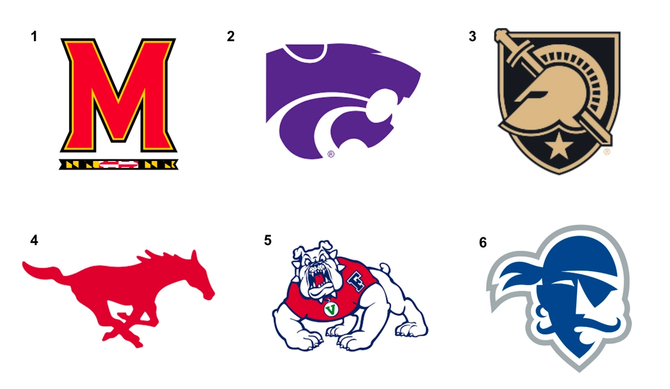 Six college sport logos 