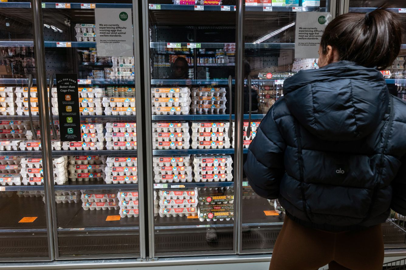 egg aisle at grocery store