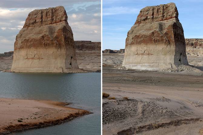 Lake Powell before and after a megadrought 