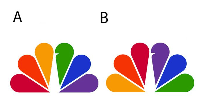 NBC peacock logo, a real version and a fake one