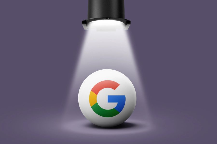 Google logo in a spotlight