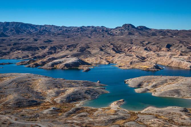 An aerial view of Lake Mead