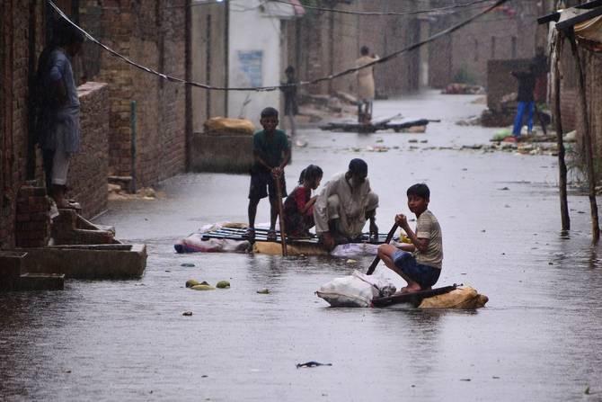 Flooded street in Pakistan
