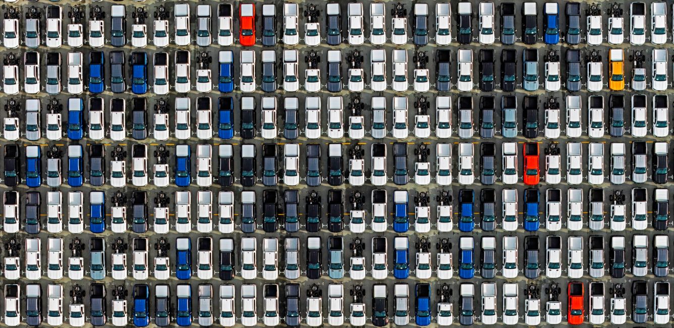 aerial view of cars