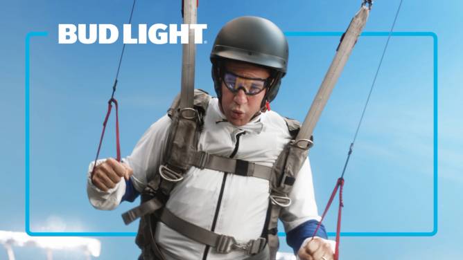 Peyton Manning parachuting in 2025 Bud Light NFL ad