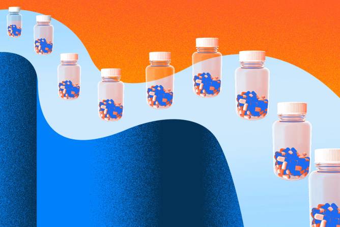 Winding road of pill bottles