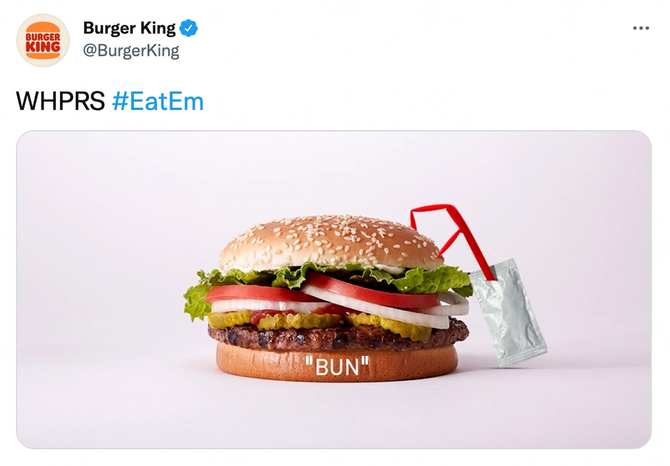 An image of a tweet from Burger King