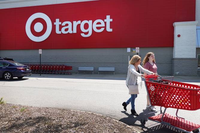 Target store with shoppers leaving