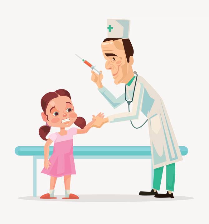 cartoon of child getting vaccine