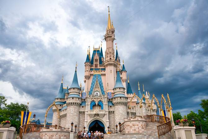 Disney World's castle on an overcast day