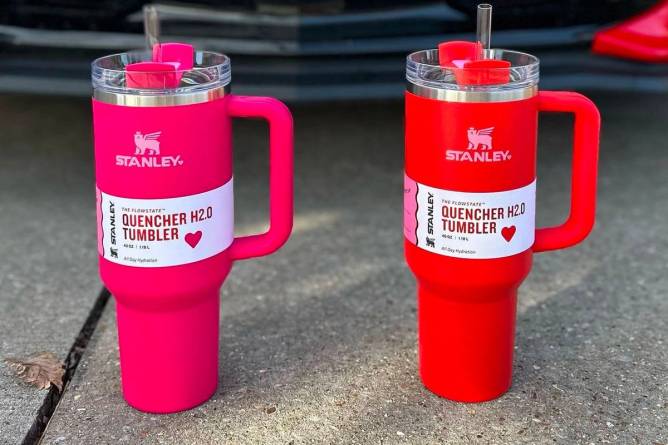 Pink and Red 40-ounce Stanley cup Quencher