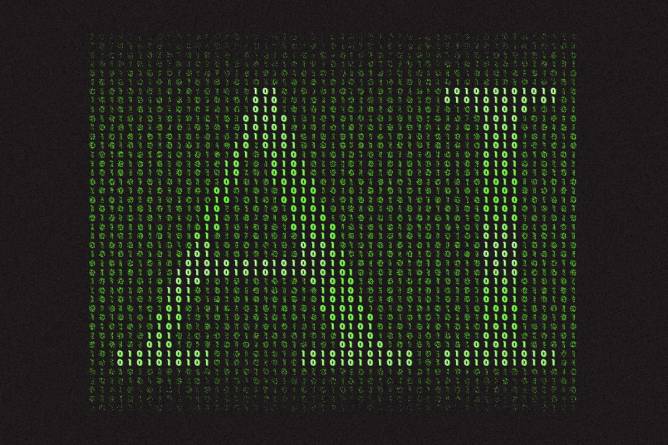 "AI" standing out standing out from a grouping of binary code