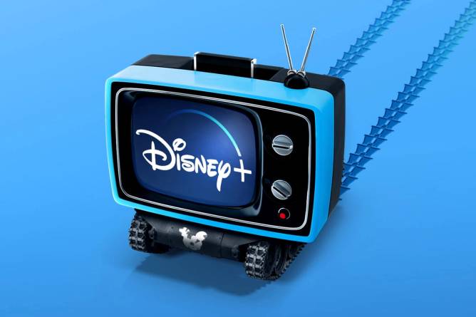 An illustration of a TV with Disney+ on it 