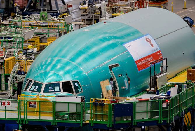 Boeing plane in factory