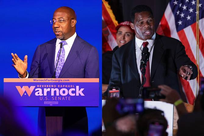 Georgia Senate candidates Raphael Warnock and Herschel Walker