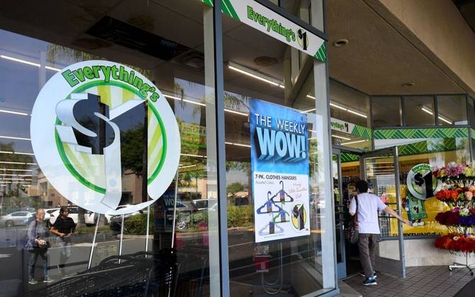 Dollar Tree front window with 