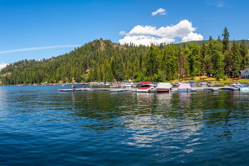 Picture of boats docked at a lake in Idaho