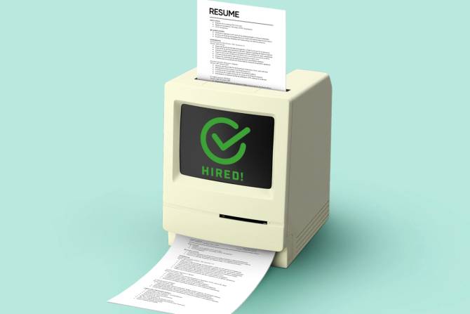 computer that says hired!