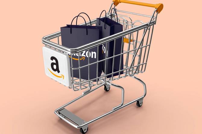shopping cart with Amazon logo