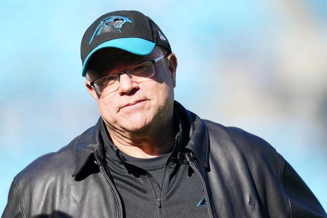 David Tepper wears a Carolina Panthers hat