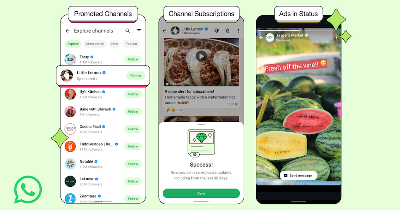 Images of what WhatsApp will look like with ads