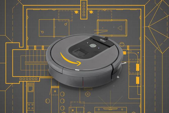 A roomba with the amazon logo