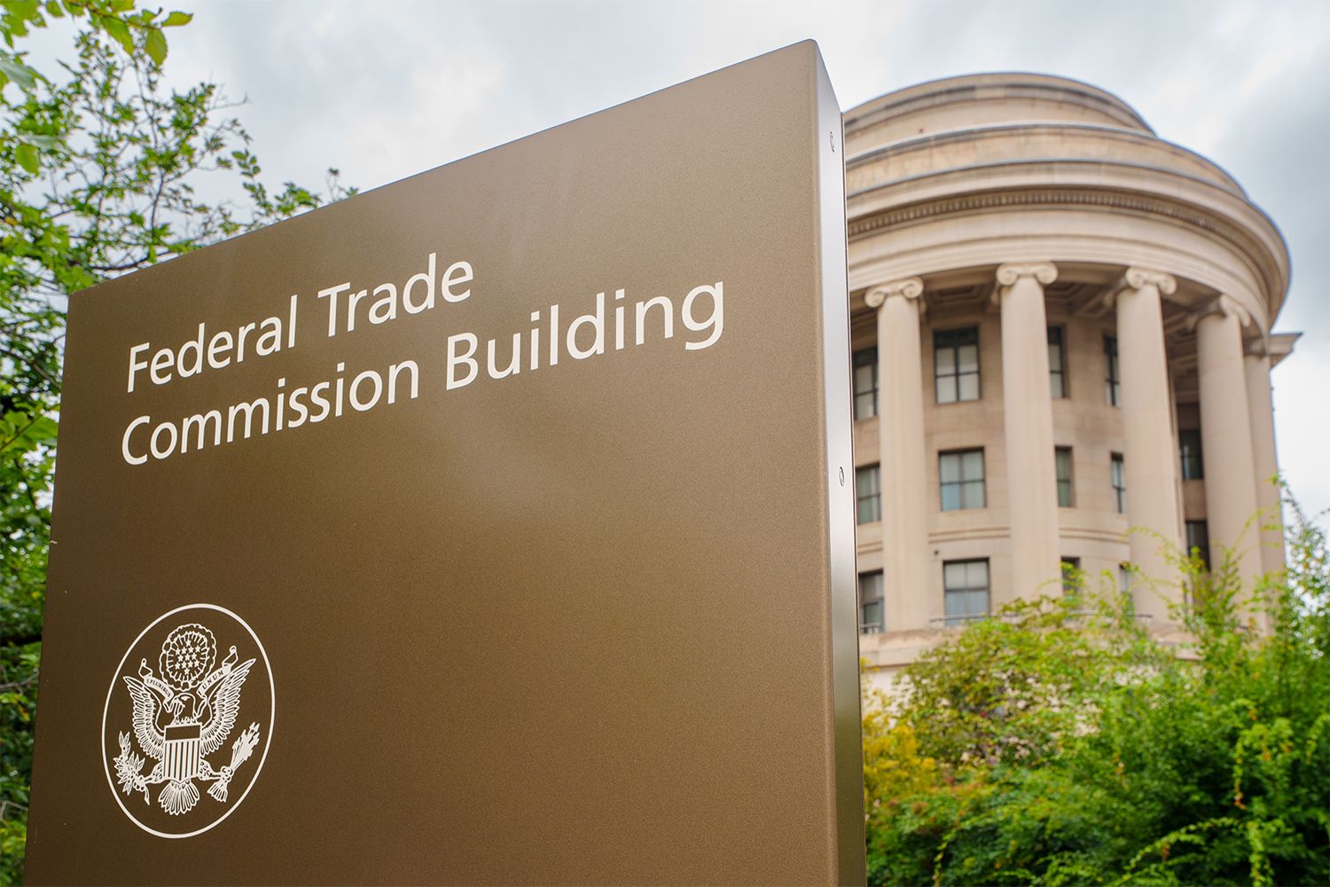 A shot of the Federal Trade Commission (FTC) headquarters building in Washington, DC