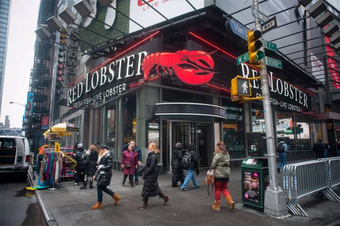 A Red Lobster restaurant in Times Square, New York