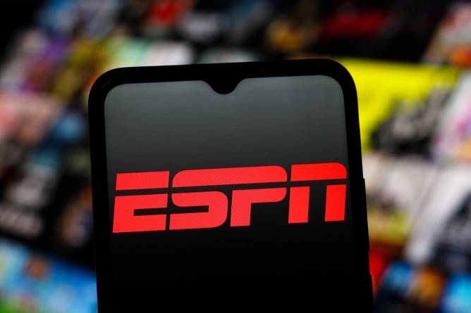 ESPN logo on a phone screen