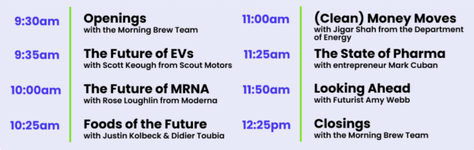 Emerging Tech Brew virtual summit schedule
