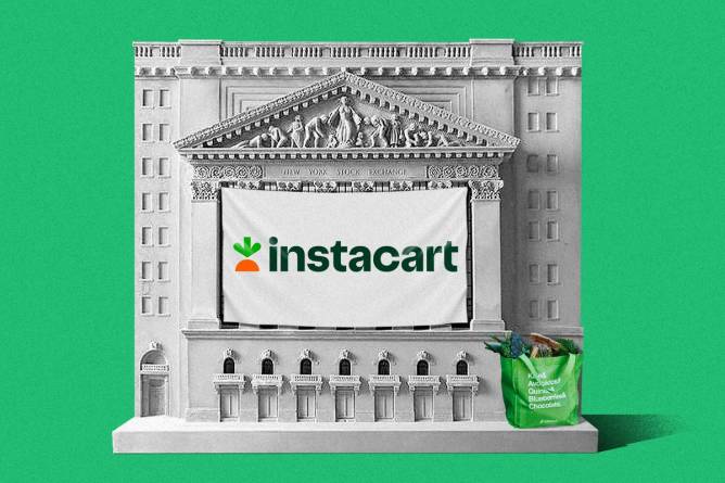 Instacart banner on the New York Stock Exchange