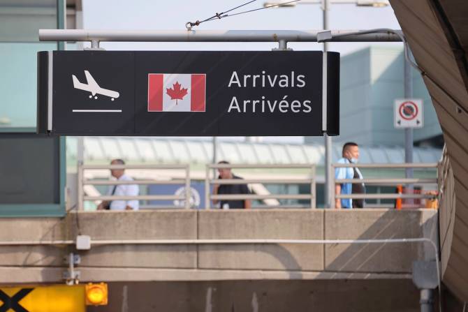 Canadian Airport sign for Arrivals