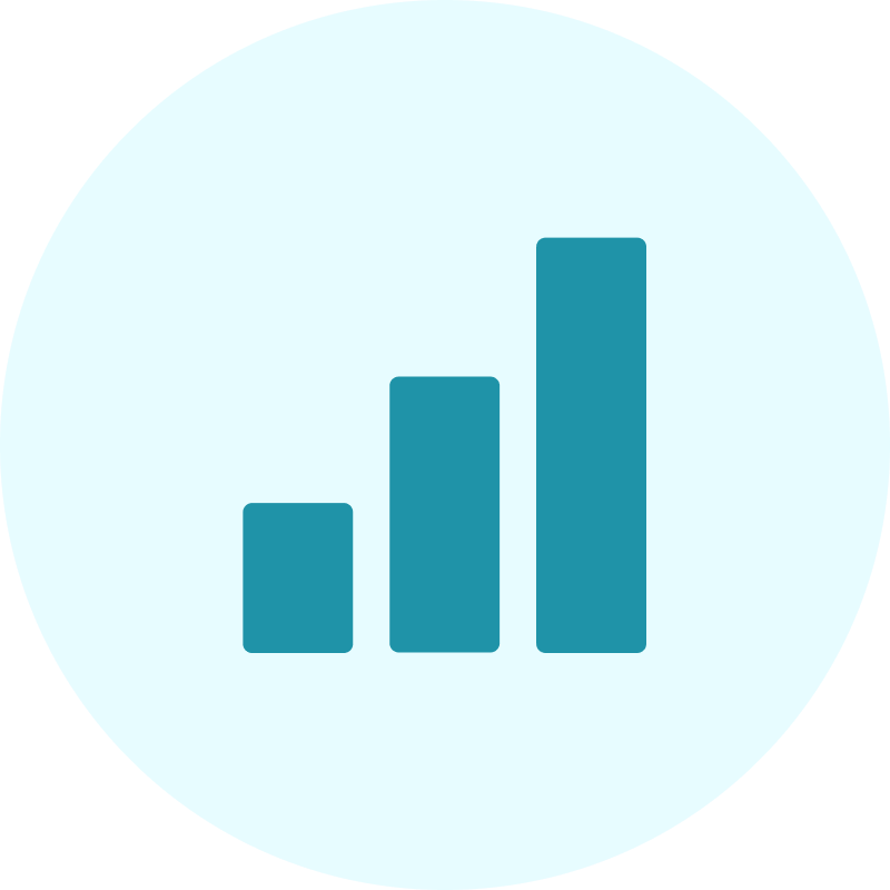 Growth Marketing. A teal bar chart in a bubble.