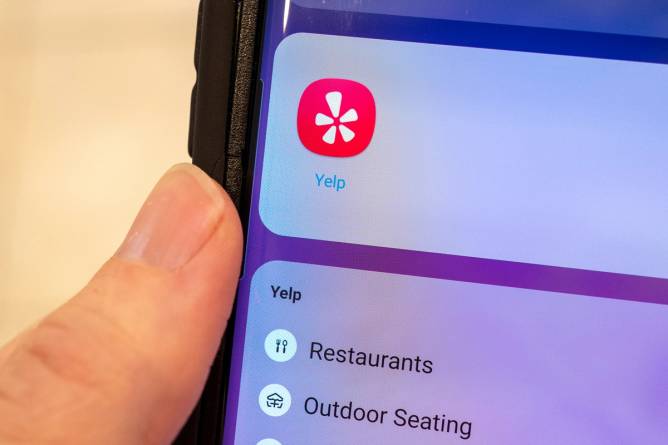 The Yelp app on a mobile phone. 