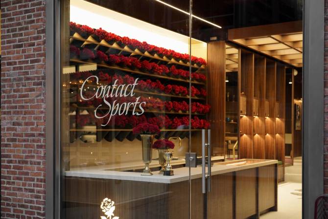 An exterior shot of the Contact Sports store in New York City. 