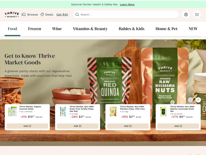 Thrive Market products on its website.