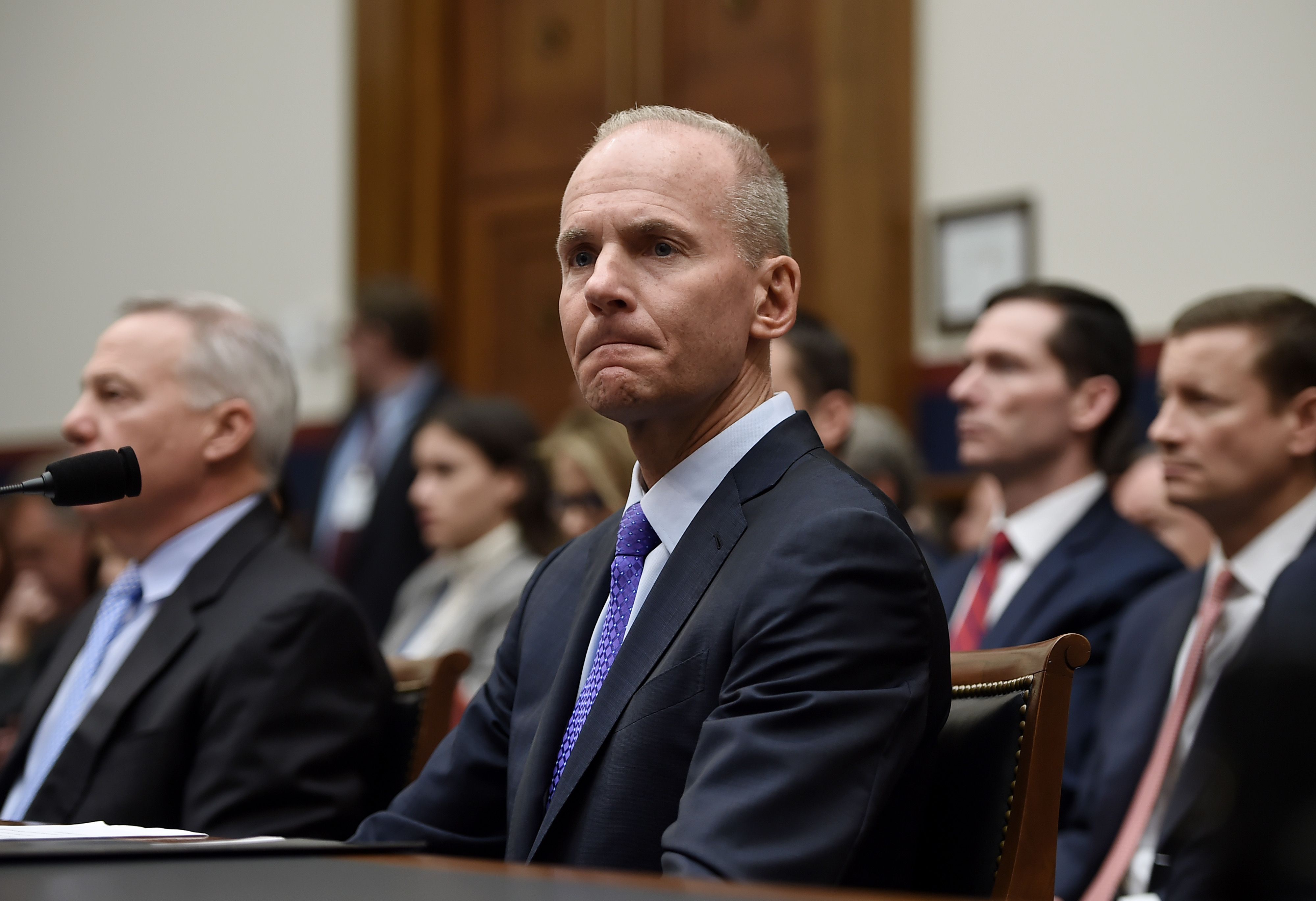 Boeing CEO Dennis Muilenburg arrives to testify at a hearing in front of congressional lawmakers on Capitol Hill in Washington, DC 
