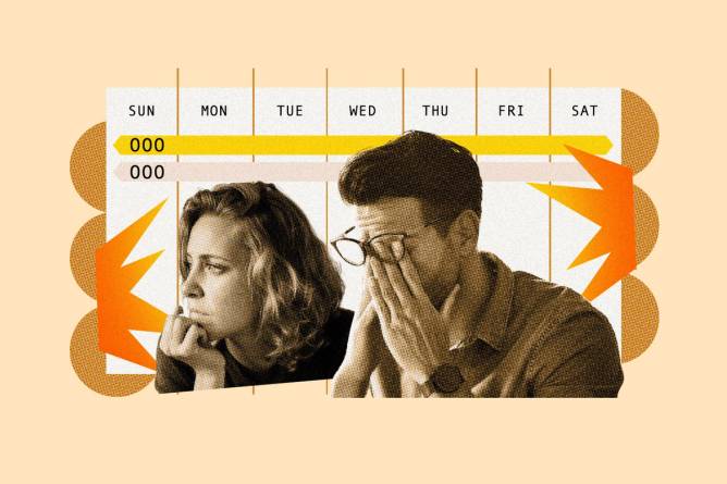 Distressed employees with calendar in the background indicating leave